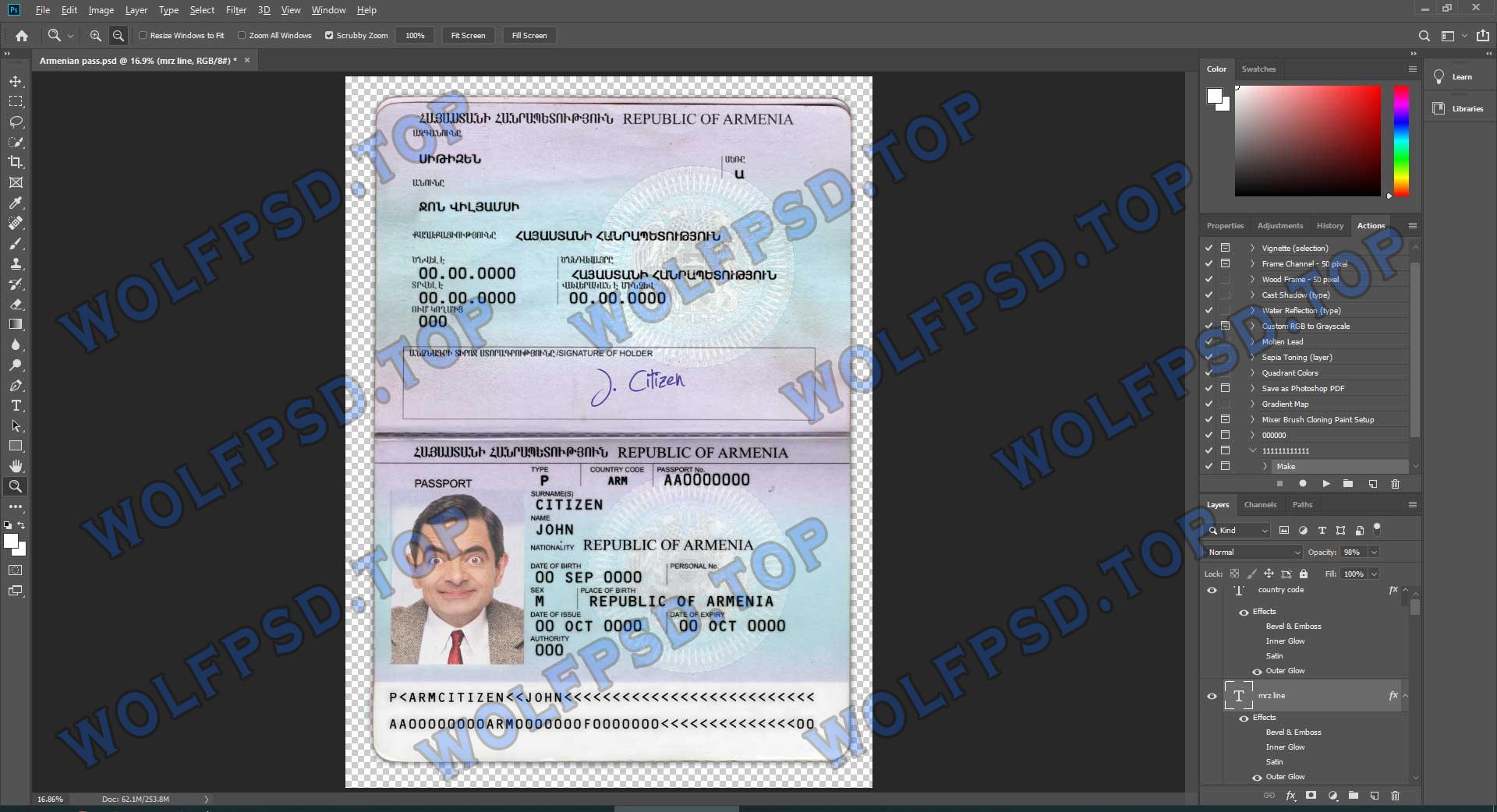 Armenia passport PSD